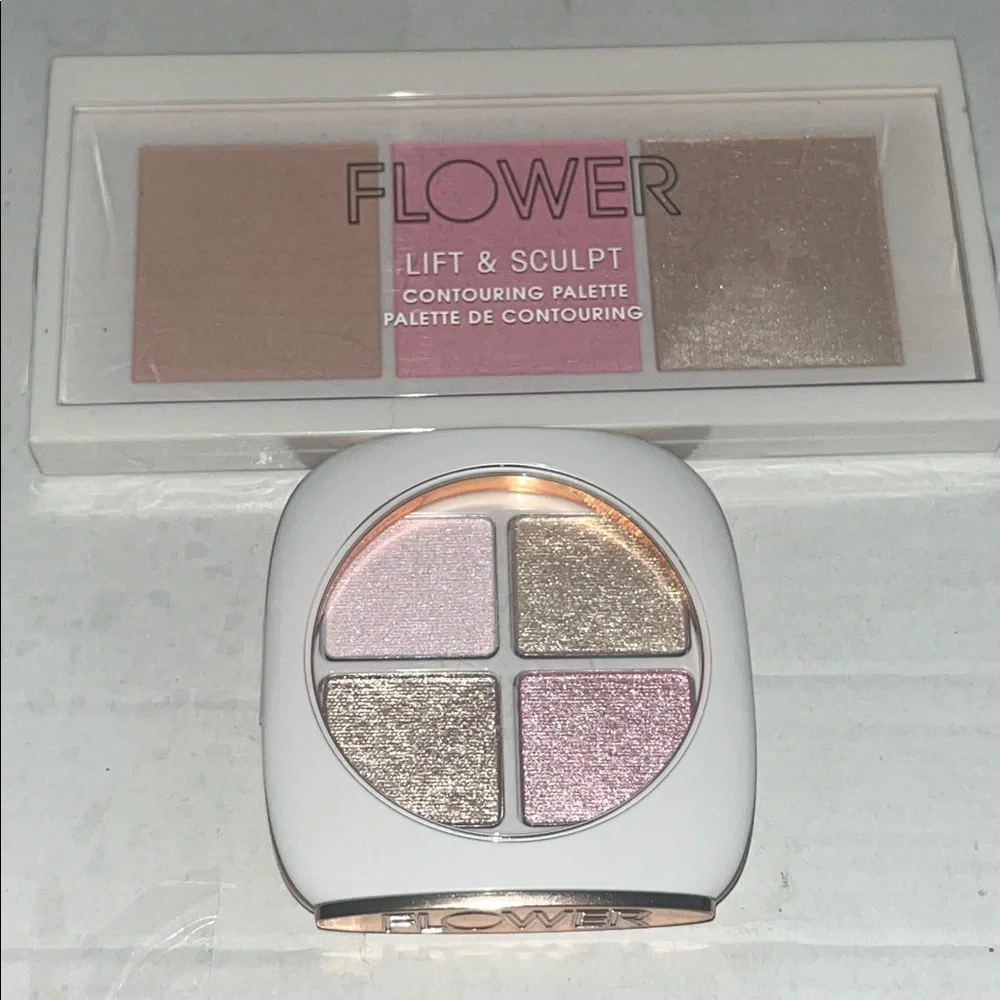 Beauty Contouring Palette with Pink and Cream Shades and shadow Quad petal play